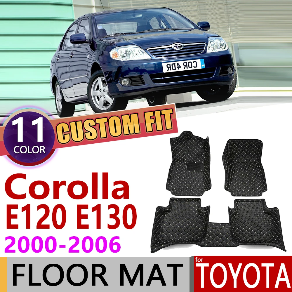Кожаные автомобильные коврики на заказ для Toyota Corolla E120 E130 2000 ~ 2006 5 мест коврик ног