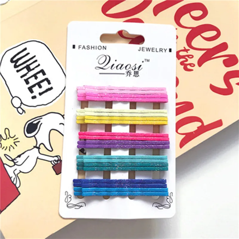 Популярные яркие цветные блестящие шпильки для волос из металлического сплава