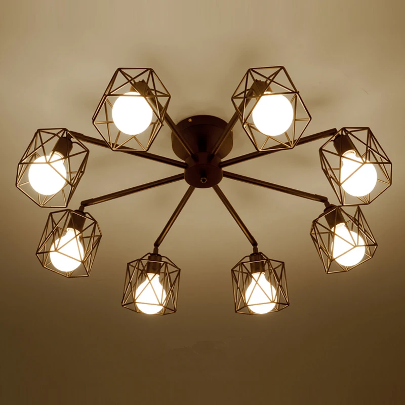 Скандинавский минимализм металлическая клетка E27 люстра черная Потолочная для