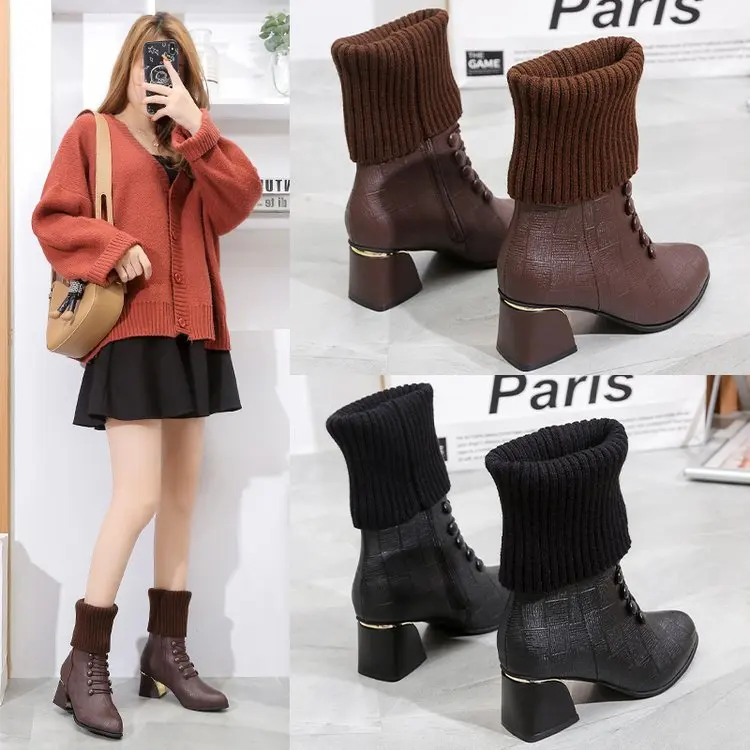 

Winter Women's Boots Fashion Medium Thigh-high Warm Boots Snow Boots Designer Luxury Women's Shoes All Women's Fashion Boots