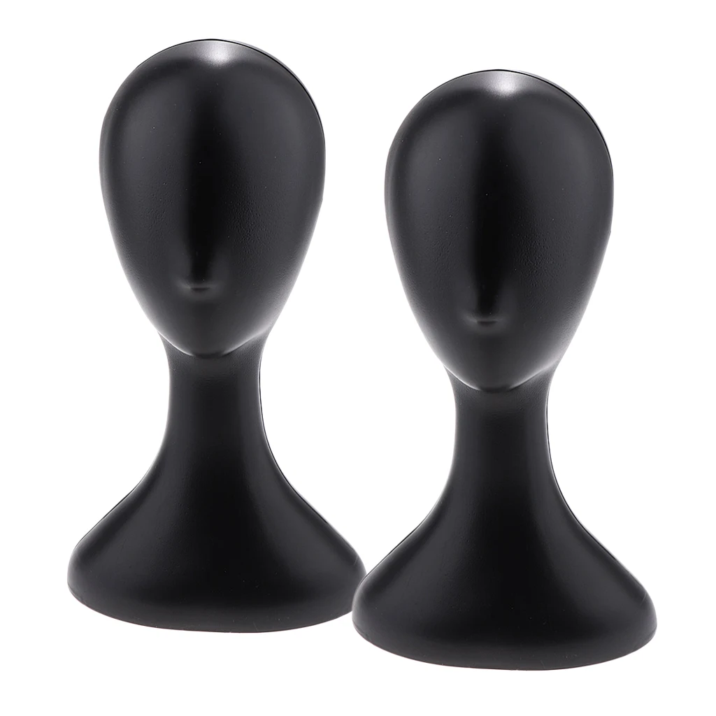 Female Plastic Abstract Mannequin Head Model Wig Hair Display Stand 2x Black | Шиньоны и парики