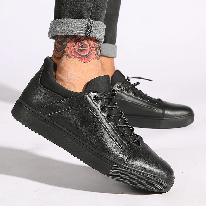 2020 New Men Genuine Leather Casual Shoes Lace Up Fashion Sneakers Rubber Sole Non-slip Breathable Soft Flats | Обувь