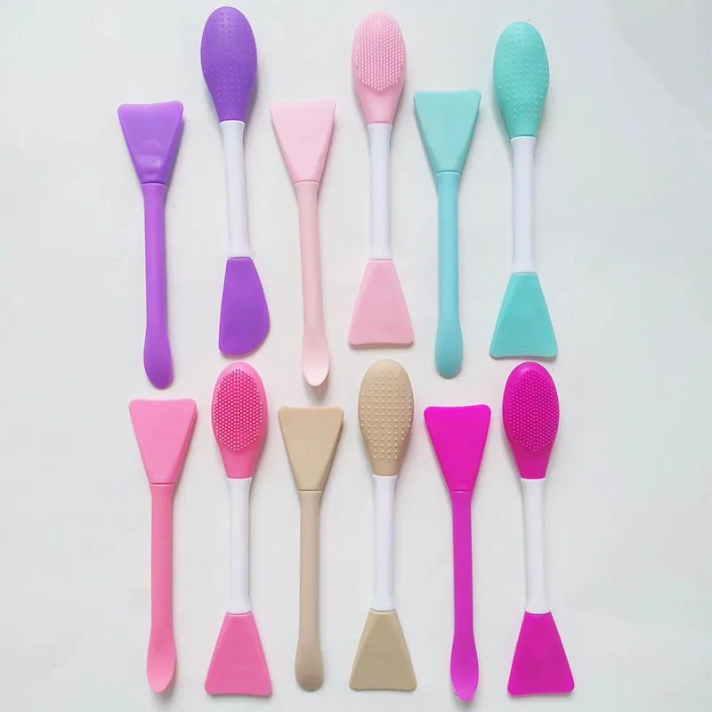 

New Double-Headed Silicone Brush Makeup Remover Cleansing Black Head Mask Brush Adjustment Mask Stick Portable Beauty Tool