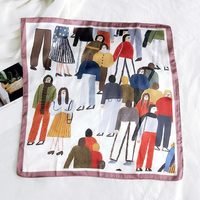 

Oil Painting Silk Scarf Bandanna Women Scarf Fashion Square Scarves Head Scarf Neck Tie Band Professional Neckerchief