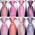 Hi-Tie персиковый розовый коралловый однотонный мужской Шелковый Свадебный галстук модный дизайнерский подарок галстук для мужчин качественный носовой платок запонки деловые Вечерние