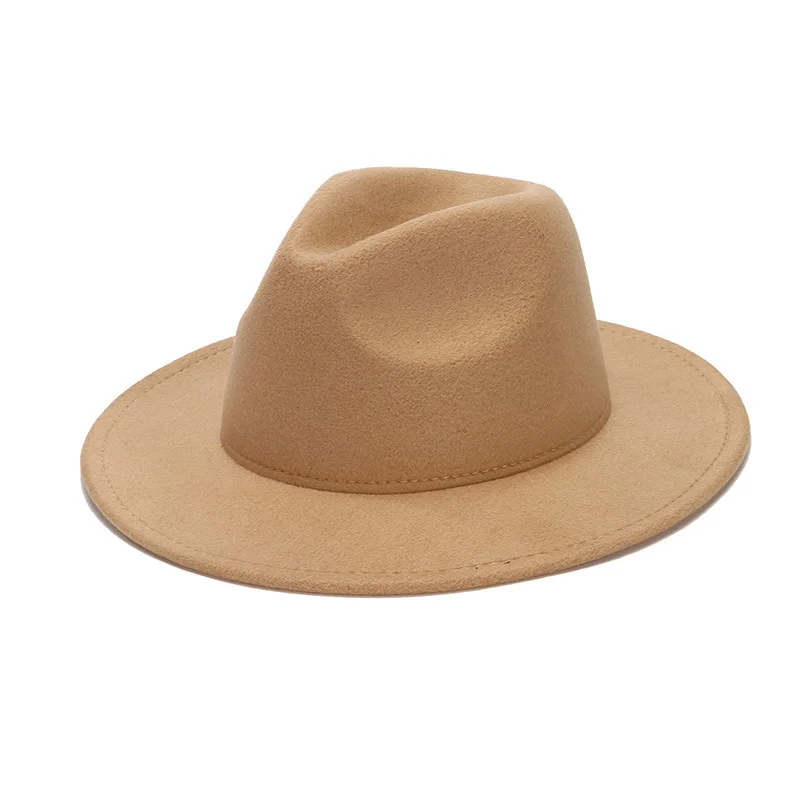 

Men Women Classic Jazz Hat Female Wide Brim Autumn Formal Wedding Dress Female Fedora Hats Camel Black White Felted Winter Hats