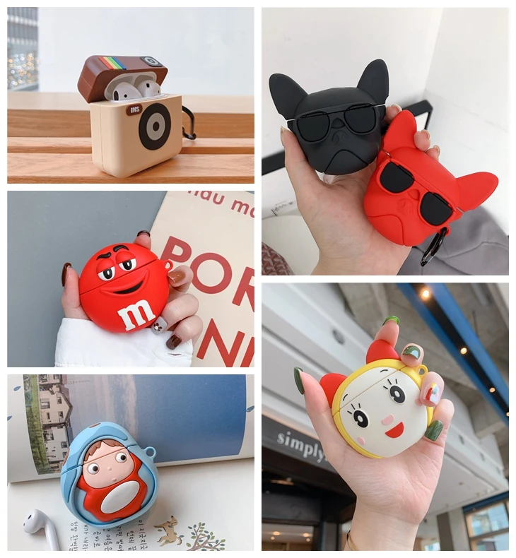 Fviyi милый мультяшный M& M Мягкий силиконовый чехол-кукла для Apple Airpods, чехол, беспроводные Bluetooth игрушечные наушники, чехол