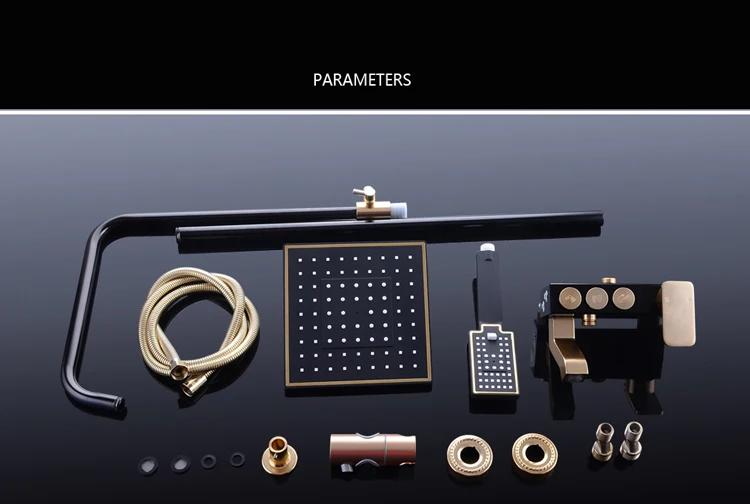 Новый роскошный набор для душа золотистые и черные Смесители ванны смесители