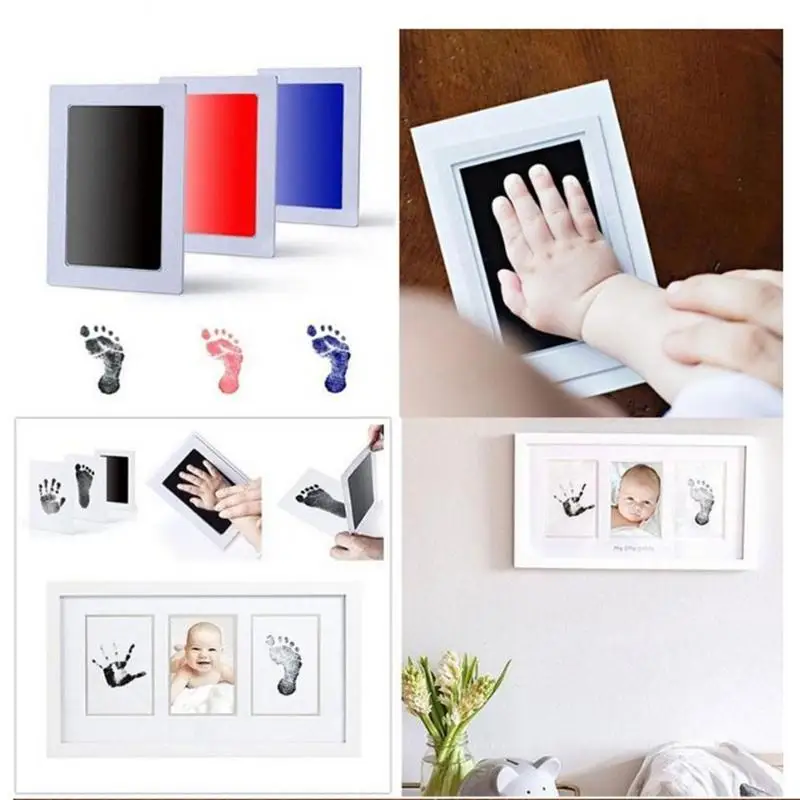 

Safe Non-toxic Baby Footprints Handprint No Touch Skin Inkless Pads Kits Photo Frame Fingerprint Mud Baby Growth Memorial Gift