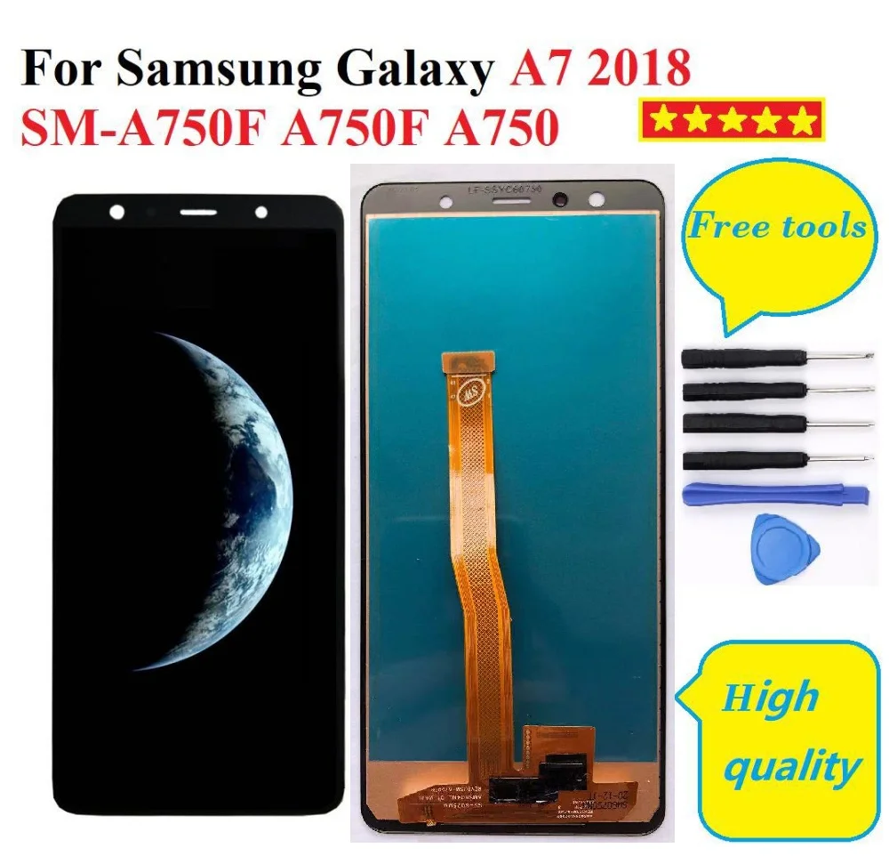 Pantalla LCD de 6,0 pulgadas para m&oacute;vil, montaje de digitalizador con pantalla t&aacute;ctil, reemplazo 2018 probado, para Samsung Galaxy A7, 100%, SM-A750F, A750F, A750-0