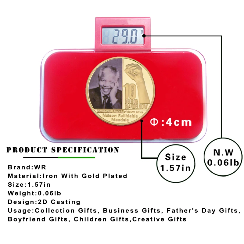 Нельсон ролихла Манделы золотые коллекционные монеты с коробкой известный