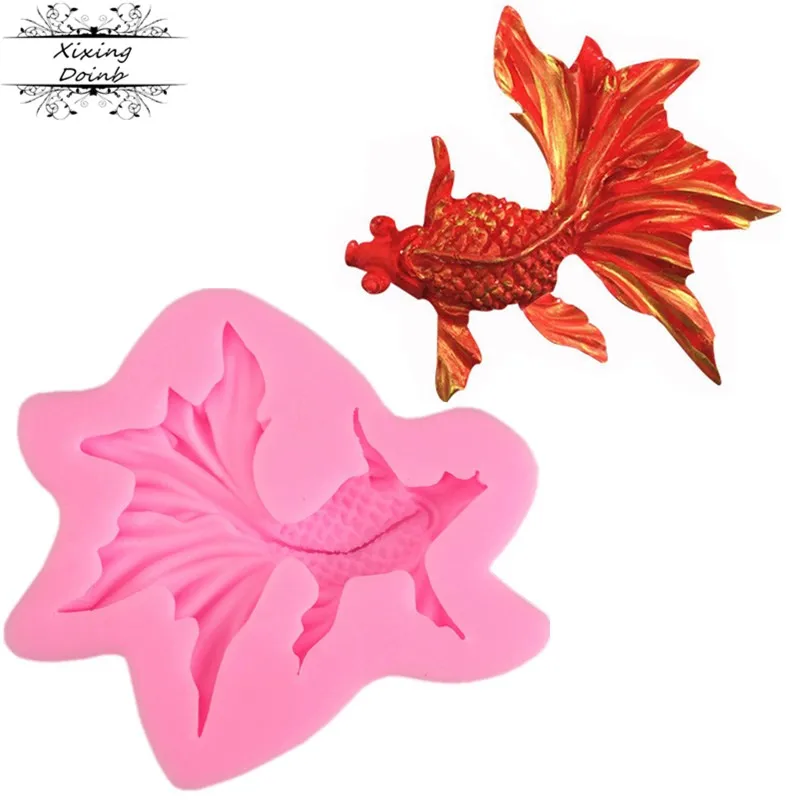 

3D goldfish shape food grade silica gel mold chocolate cake pudding jelly silica gel mold DIY cake decoration baking tool