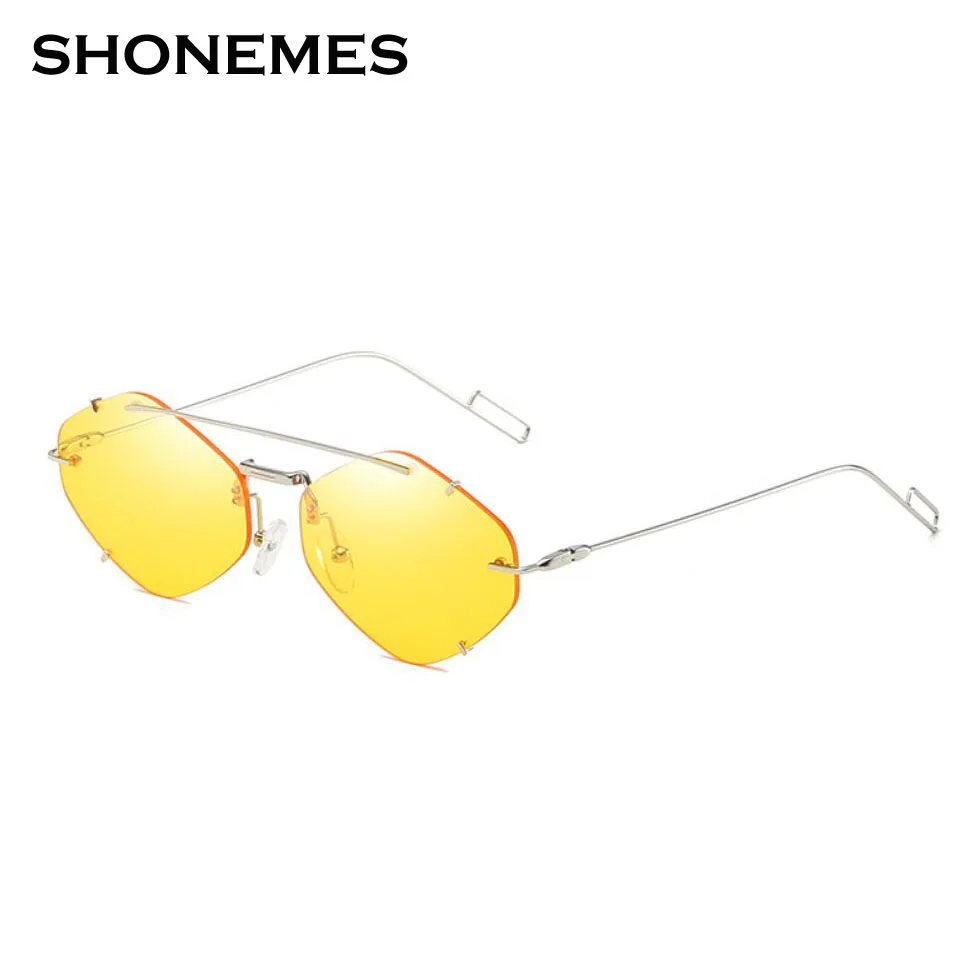 Солнцезащитные очки женские без оправы модные шестиугольные в винтажном стиле