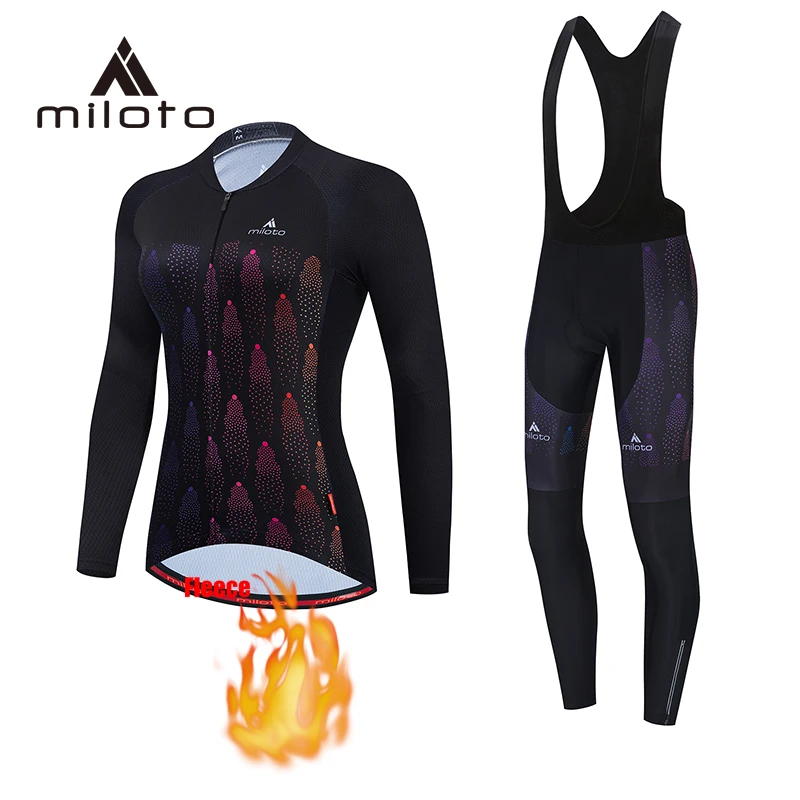 

MITOTO Cycling Jersey Long Sleeve Set Women Winter Cycling Clothing Road Bike Warm Shirt Winter Thermal Fleece Dress Kit