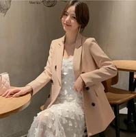 korean womens coat loose long sleeve fashion blazers for women formal ladies office coats jackets black double breasted