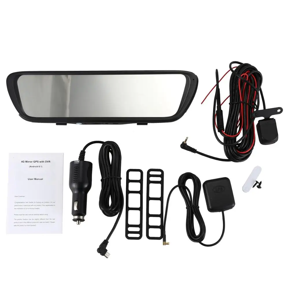 Black Android 8,1 Автомобильный видеорегистратор gps камера-навигатор 10 дюймов FHD 1080P поток медиа зеркало заднего вида 4G gps зеркало видеорегистратор ADAS Wif - Название цвета: Black