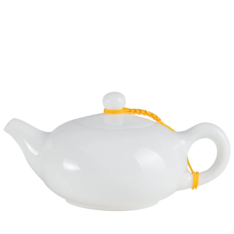 

Dehua White Porcelain Teapot Suet Jade Xishi Pot Ceramic Tea Maker Small Single Pot with Filter Kungfu Tea Set