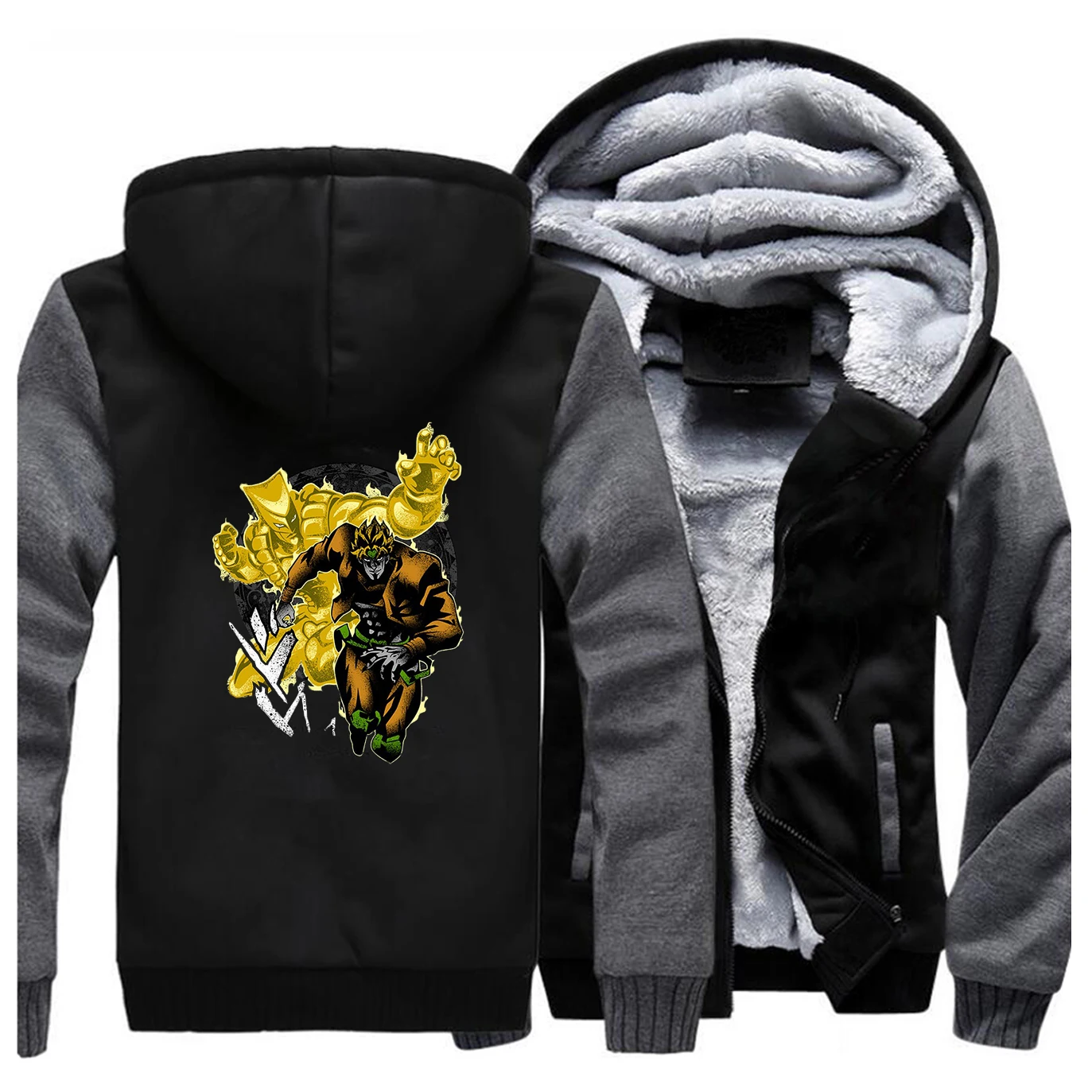 Толстовка мужская с капюшоном теплая флисовая толстовка японское аниме Джоджо