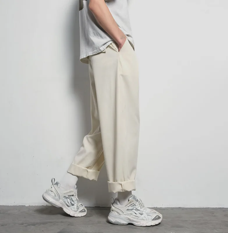 

2020 Spring And Autumn New Youth Popular Solid Color Korean Style Loose Straight Pants Fashion Wild Casual Pants Gray / Beige