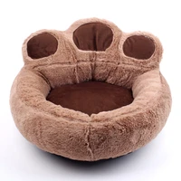 cute bear paw pet dog cat bed soft velvet sofa shape pet nest warm house teddy bed for small medium large dogs cats pets sleep