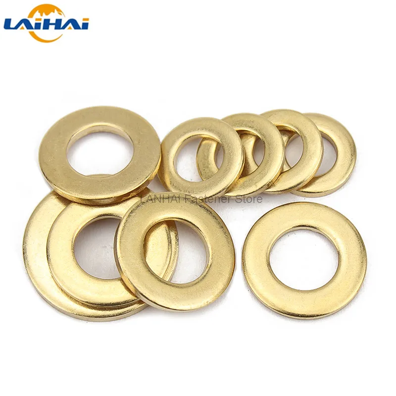 20/100pcs M2 M2.5 M3 M4 M5 M6 M8 M10 M12 GB97 DIN125 Solid Brass Copper Flat Washer Plain Gasket Pad High Quality | Обустройство дома