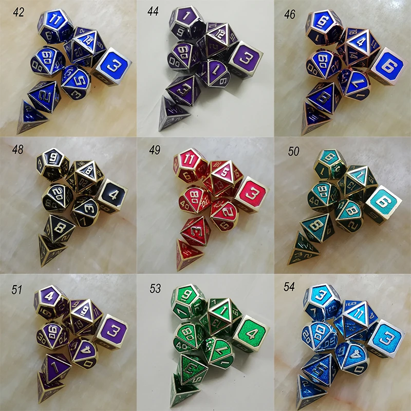 

rpg dice polyhedral sets metal dnd dice game d20 10 8 12 and dragons table games Zinc alloy dices digital pattern