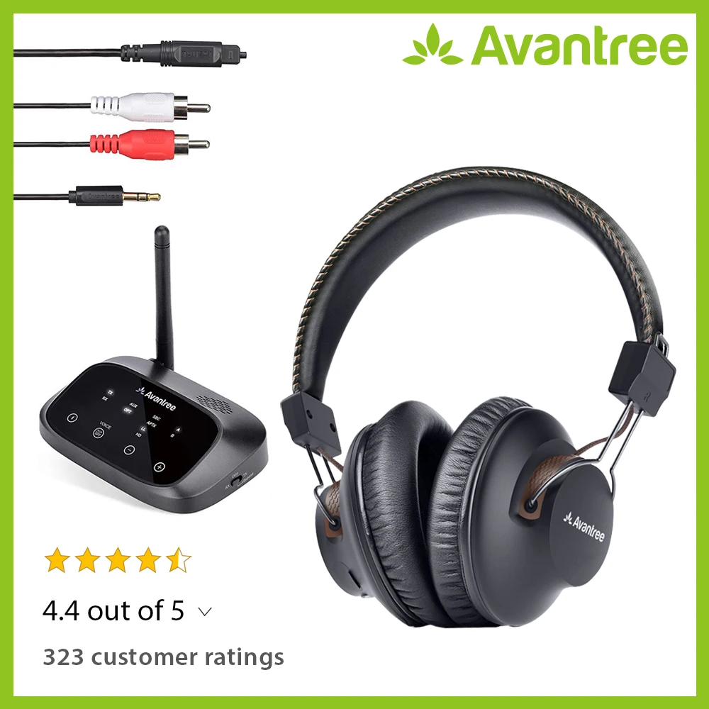 Avantree беспроводные наушники дальнего действия для просмотра ТВ с bluetooth-передатчиком, поддержка оптических, RCA, 3,5 мм AUX, Plug& Play