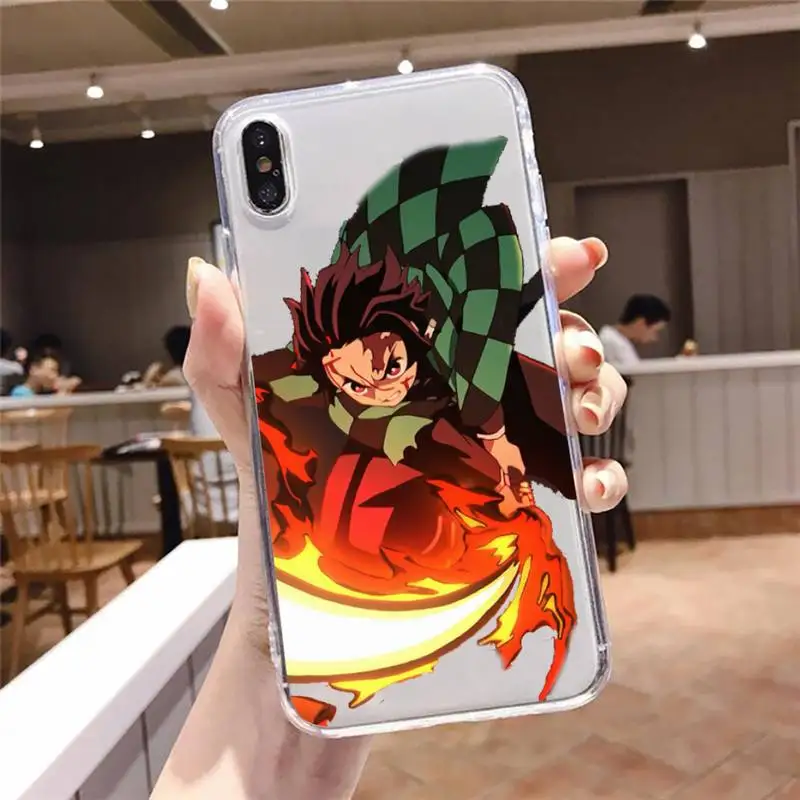 

Demon Slayer Comics Anime girl Phone Case Transparent for iPhone 6 7 8 11 12 s mini pro X XS XR MAX Plus