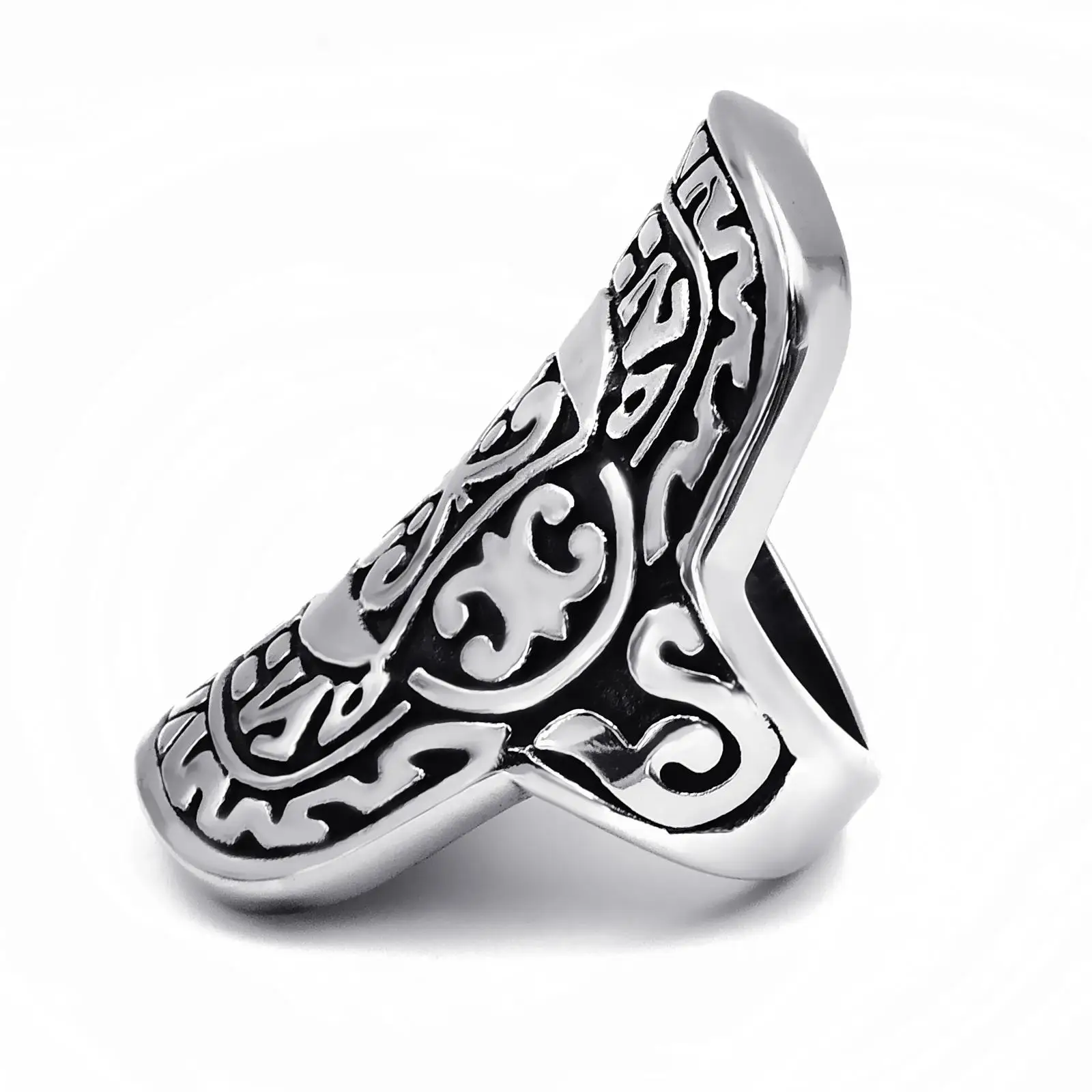 Для Мужчин's щит воина однотонные 316L Нержавеющая сталь кольца Винтаж Байкер