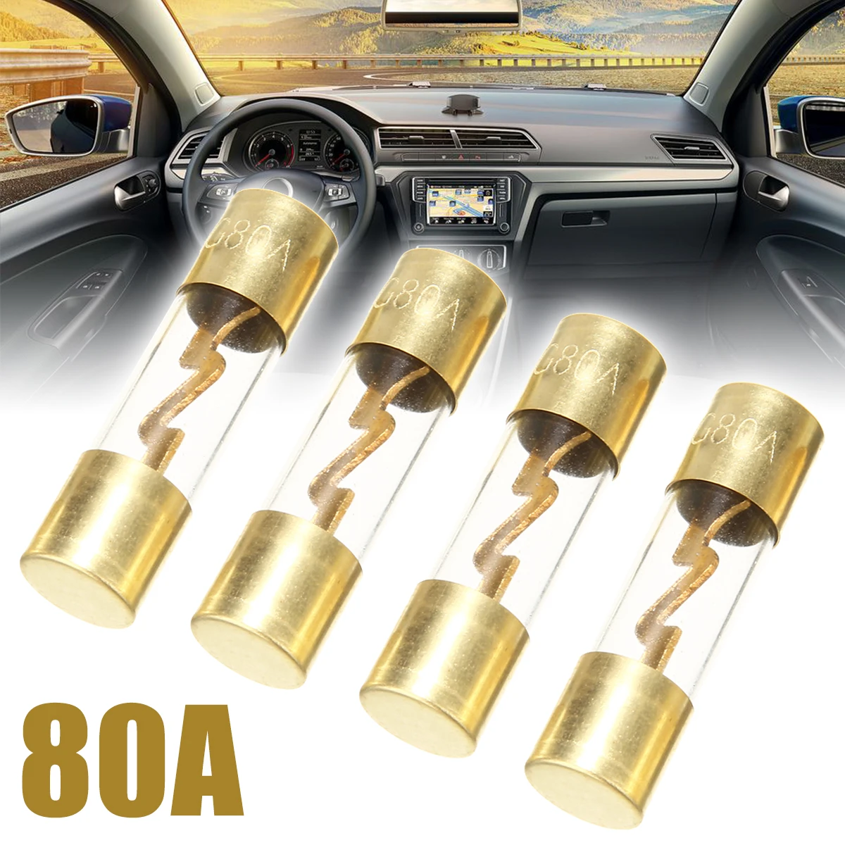 

Mayitr 4 шт./компл. 80A позолоченный стеклянный предохранитель AGU Профессиональный предохранитель для автомобильного стекла Atuo для усилителя ау...