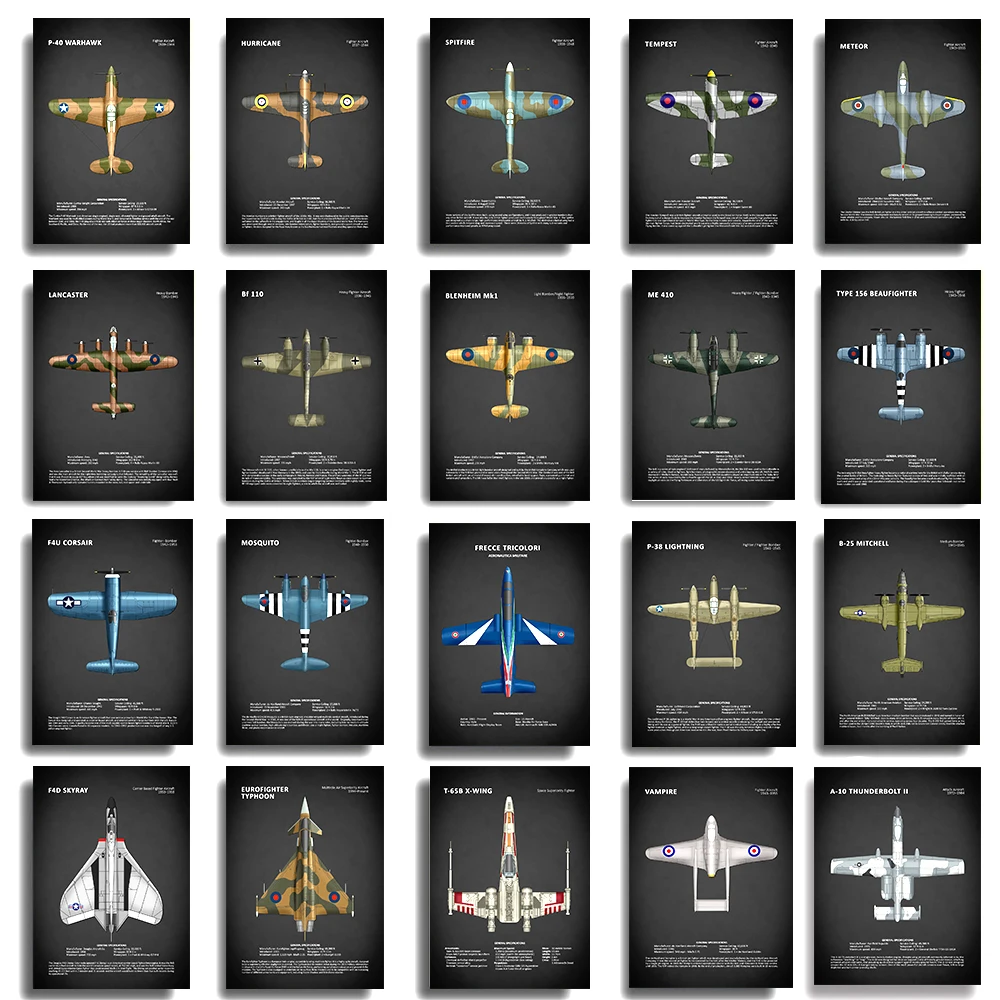 Плакат военный фанат школьное обучение самолет всемирно известный боец самолёт