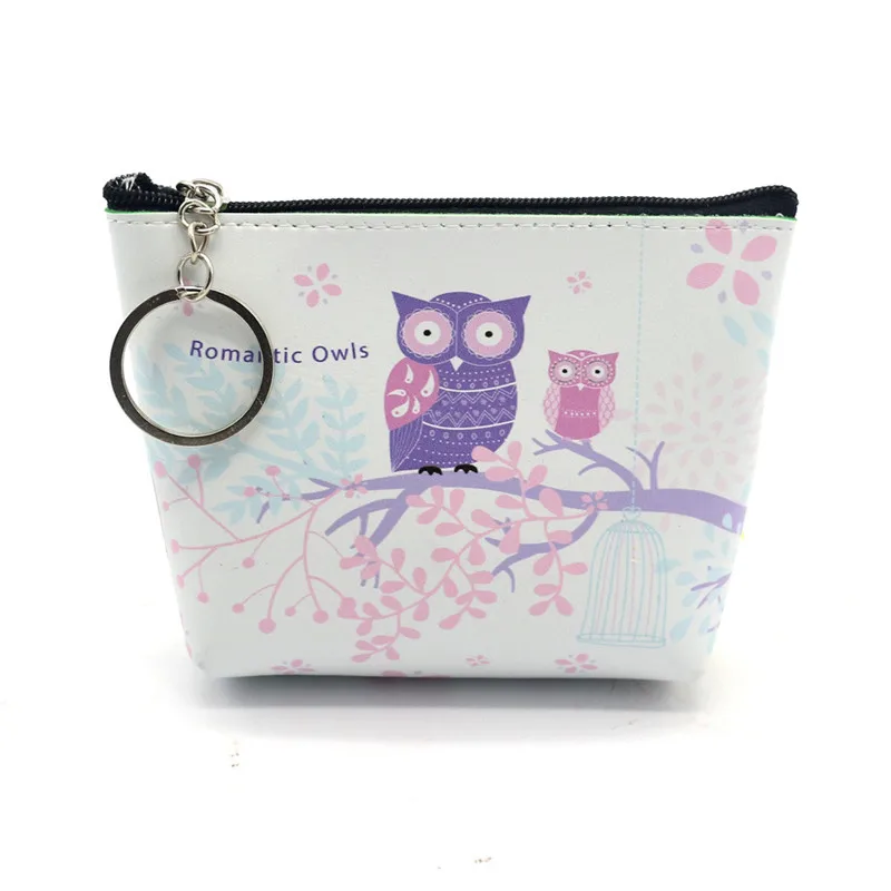 Новинка милые кошельки из искусственной кожи с рисунком совы на молнии нулевой