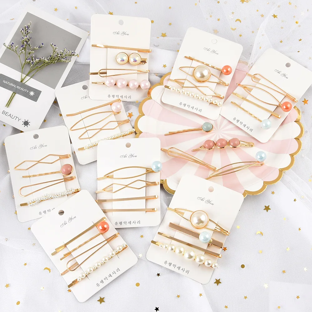 Металлические заколки для волос с имитацией жемчужных бусин Необычные