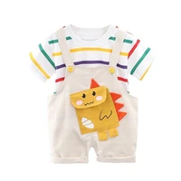 new summer baby boys girls clothes suit children striped t shirt overalls 2pcsset toddler casual outfit fashion kids tracksuits