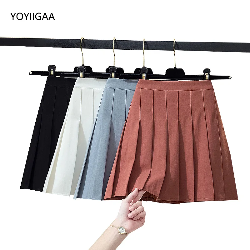 

Elastic Waist Women Skirts Preppy Style A-Line Woman Pleated Skirt Black High Waist Ladies Girls Dance Mini Skirts Summer Skirt