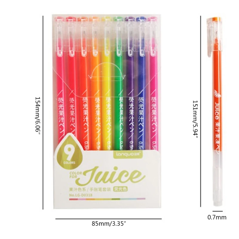 

Pack of 9 Gel Pen Retractable Liquid Gel Pen 0.5mm for Scrapbook Planner Diary
