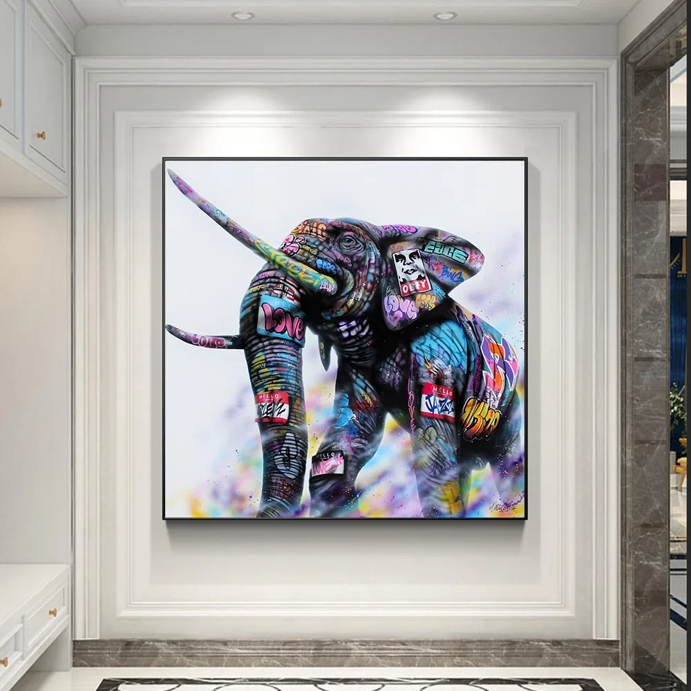 

Modern Elephant Graffiti Art Canvas Paintings For Home Wall Posters And Prints Wall Cuadros for Living Room Home Decor