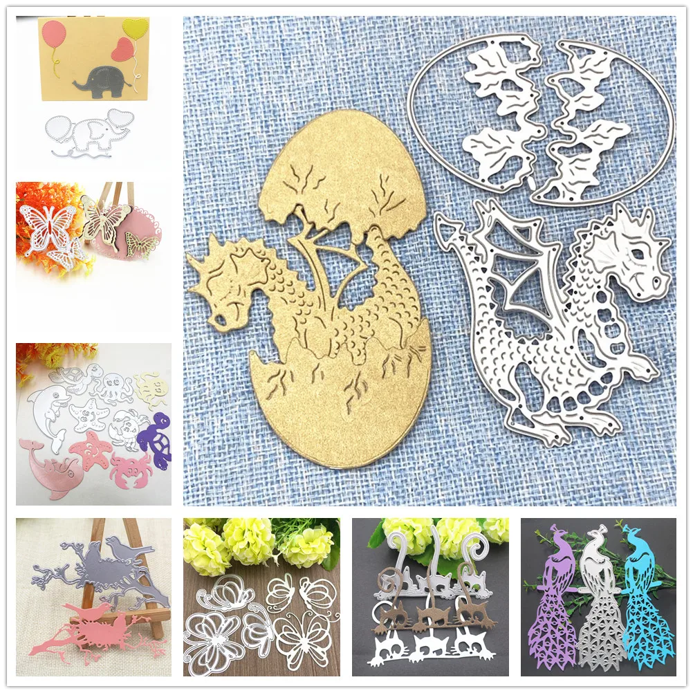 Динозавр животные металлические режущие штампы тиснение форма рукоделие