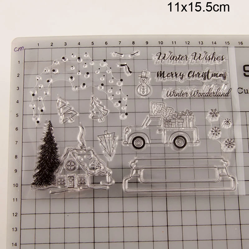 Зимние пожелания автомобильные марки новинка 2020 скрапбукинг резиновый штамп