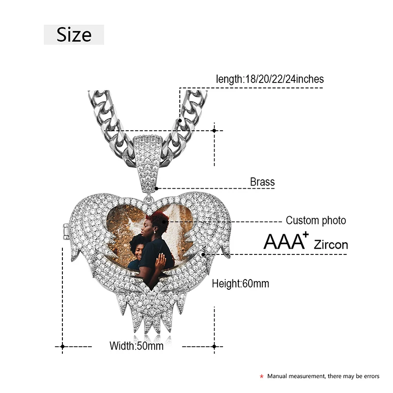 

VIP CZP0317 Custom Photo Pendant Necklace New Design Heart Fashion Hip Hop Custom Jewelry For Men Jewelry