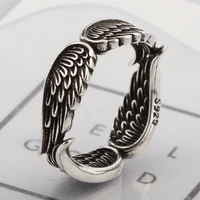 mengyi dainty retro wings of angels feather ring womens fashion 9 2 5 silvery wedding ring anniversary jewelry party gift bague