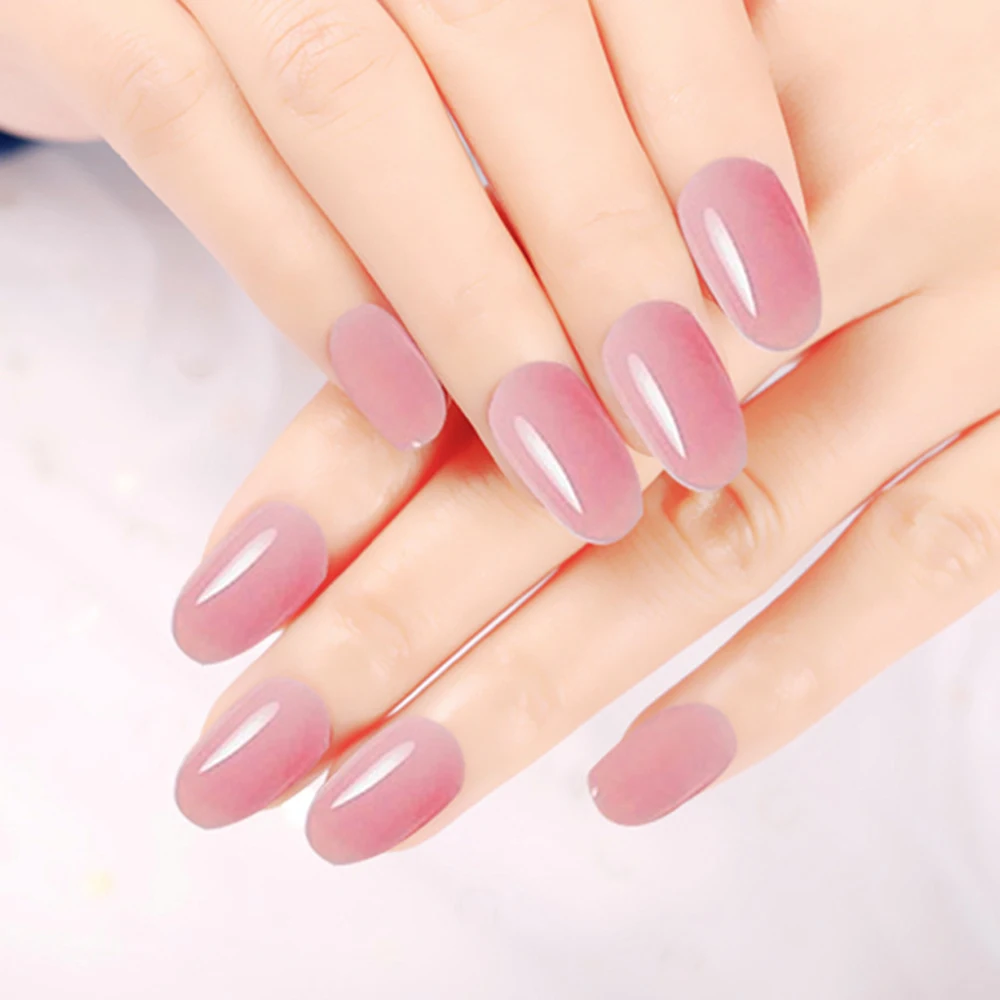 Однотонные желеобразные съемные накладные ногти 24 Гвозди пластиковые