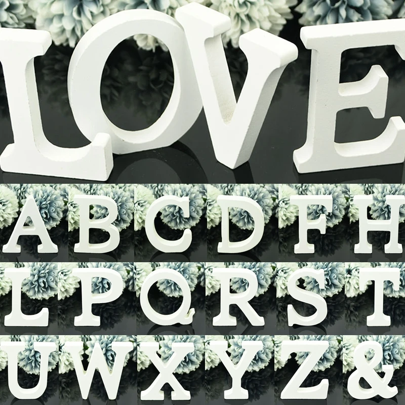 

1Pc DIY Wood Letter White Freestanding Wooden Alphabet Wedding Birthday Party Home Decoration Personalised Name Design Art Craft