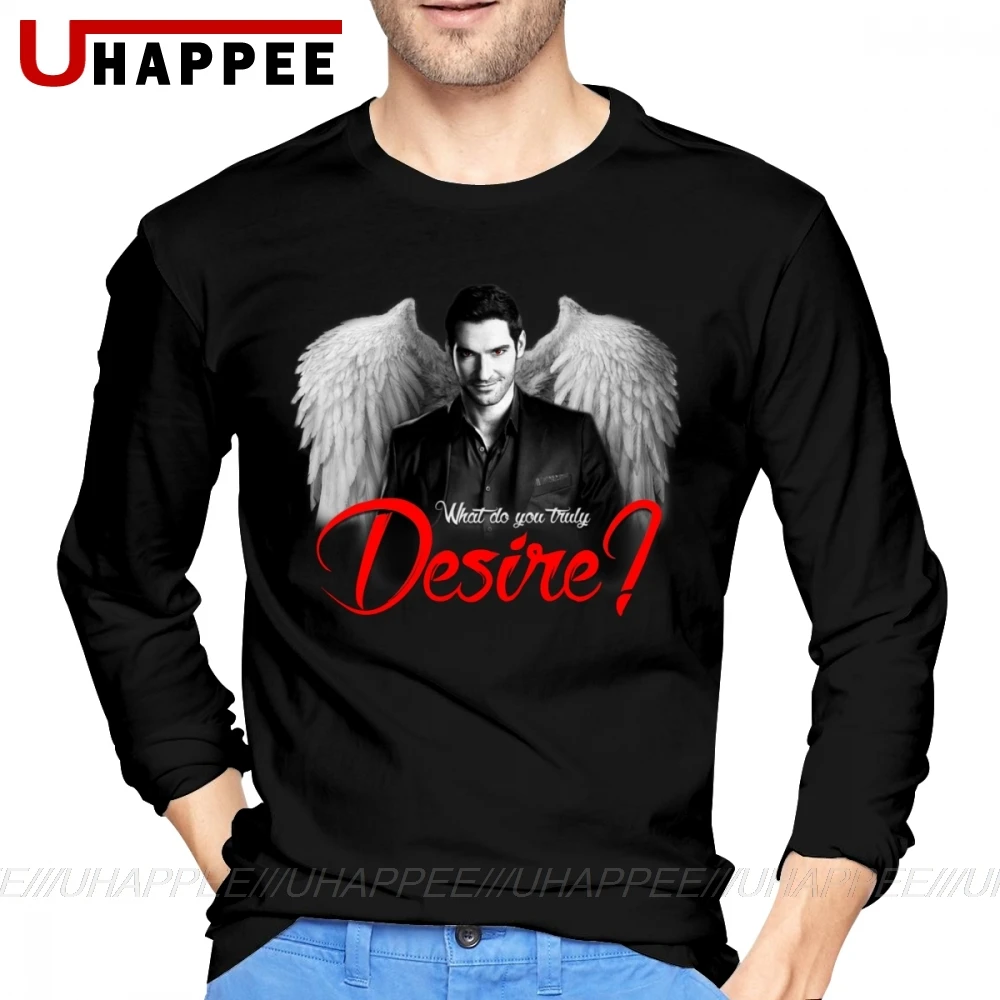 

Vintage Lucifer Morningstar T-shirts Men Promotion Men's O Neck Custom Cotton Long Sleeve Plus Size Primer T-shirt