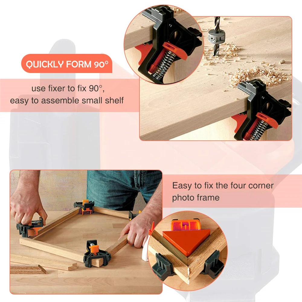 

4pcs 90 Degree Right Angle Clamp Fixing Clips Picture Frame Corner Clamp Woodworking Corner Clip Positioning Fixture Tools