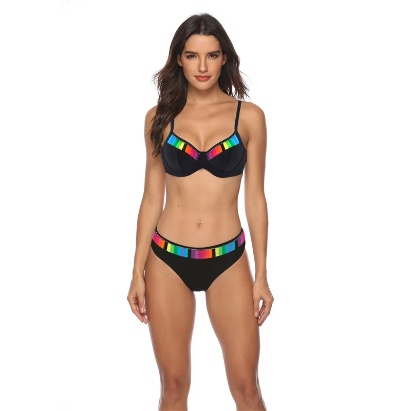 Новинка летний комплект бикини женские купальники пуш ап с лямкой на шее