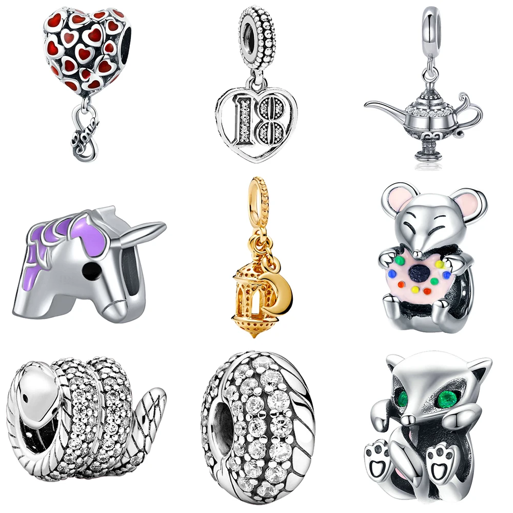 2020 искусственные бусины в виде единорога и мыши для браслетов pandora diy подвесной