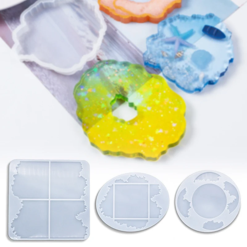 

Неправильная Таблица прямоугольная волна шов смола эпоксидная силиконовая форма для чашки Pad DIY ремесла LKS99