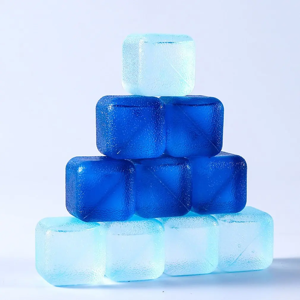 

10 Pcs Reusable Blue Ice Cubes PVC Non-melting Ice Cube Food Grade Plastic Cold Drinks Without Dilution