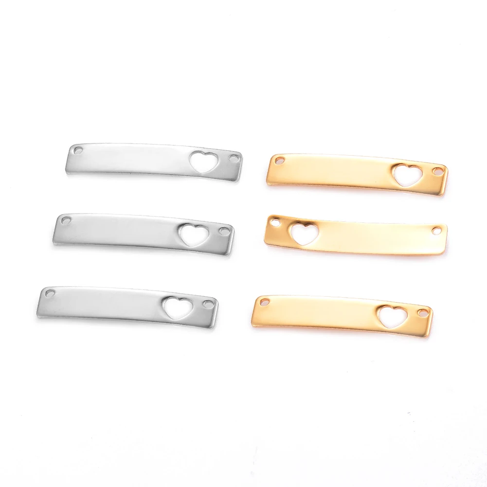 

10pcs/lot Stainless Steel Mirror Polish Bend Blank Bar with Hollow Heart Charms Connector DIY Jewelry Making Necklace